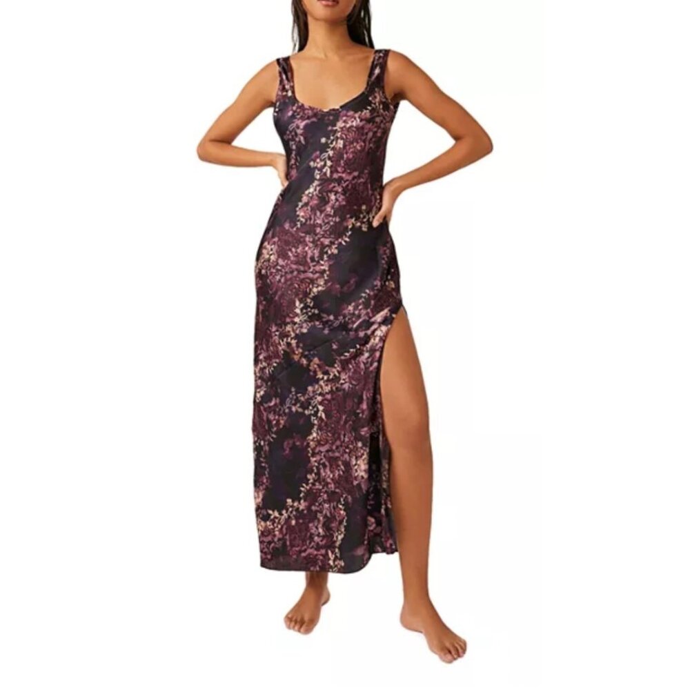 Free People Worth The Wait Bias Sleek Slip Black Combo Side-Slit MEDIUM NWT - Picture 9 of 13